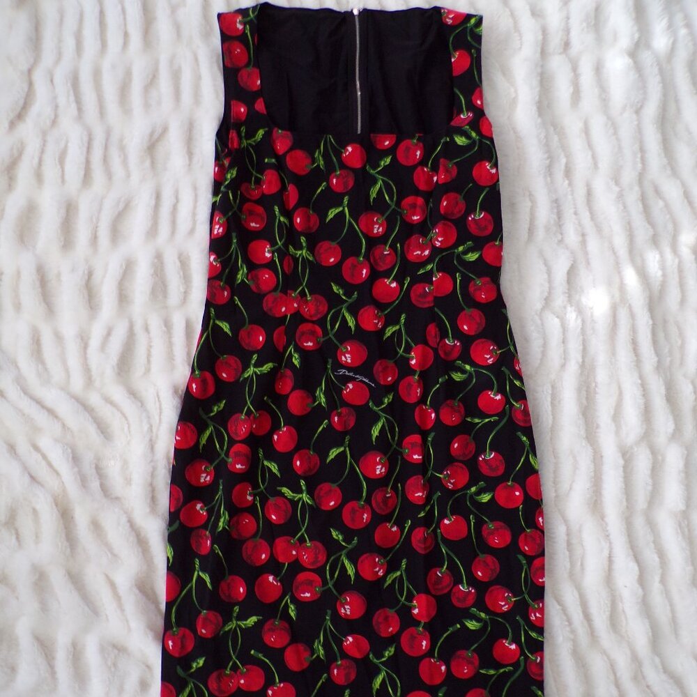 NWOT Dolce & Gabbana STUNNING cherry fruit print midi dress 46/L HOST PICK - Picture 3 of 13